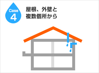 漏水経路4:屋根、外壁と複数個所から