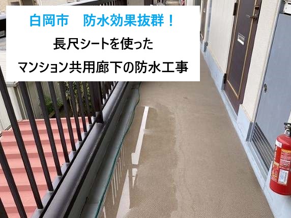 白岡市　防水効果抜群！長尺シートを使ったマンション共用廊下の防水工事♪